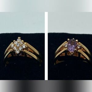 Vtg Lind 14k Yellow Gold Electroplate 2 Way Reversible Ring Sz 9